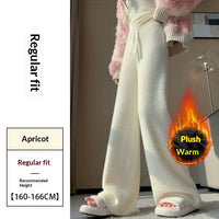High-waisted Casual Pants Soft  Straight-leg Knitted Trousers