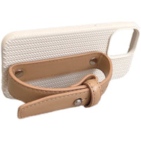 High Luxury Milk Apricot Twist Leather Wristband Phone Case
