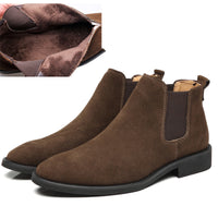 Men's leather pointed toe high-top boots