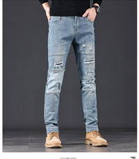 High-end Blue With Holes Jeans For Men