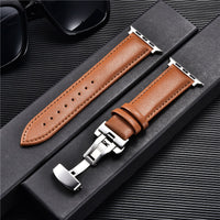 Suitable For Watch First Layer Leather Butterfly Buckle Strap