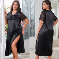 Sexy Slit Nightdress For Women Summer Amazon Fashion New Arrival Ice Silk Pajamas Loungewear