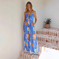 Women's Digital Print High Waist Resort Style Jumpsuit