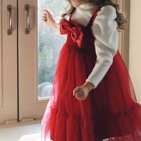 Children's Girl Bow-knot Yarn Padded Dress