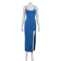 European And American-style Feminine V-neck Knitted Slip Dress