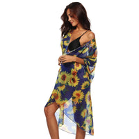 Sunflower floral print tassel coat