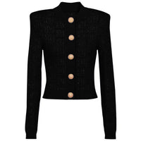 Long Sleeve Short Round Neck Hollow Out Knitwear Dress Vest Shorts