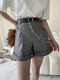 Retro Design Side Chain Suit Shorts