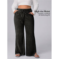 Women's Plus Size Drawstring Casual Loose Wide Leg Jeans