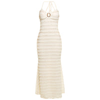 Womens Wave-Pattern Lace-up Halter Dress