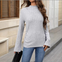 Elegant Solid Color Long Sleeve Women's Top