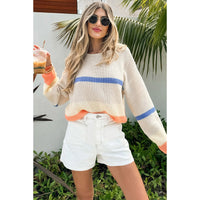 Autumn New Round Neck Loose Leisure All-matching Multicolor Sweater