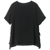Round Neck Short Sleeve Top Loose Belly-covering Stylish Shirt