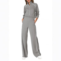 New Color-Block Casual Fashionable Half-Zip Sports Jumpsuit