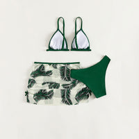 Medium And Large Children's Swimsuit Three-piece Printing