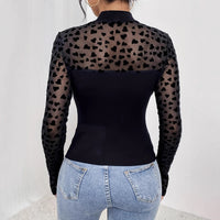 Mesh Stitching Long Sleeves Slim-fit Base T-shirt