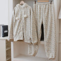 Lace Jacquard Sweet And Cute Coral Fleece Hooded Pajamas For Women