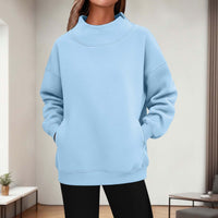 Womens Long-sleeve Turtleneck Casual Hoodie