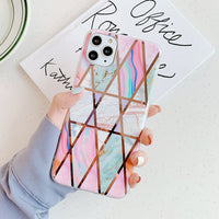Colorful geometric mosaic marble phone case