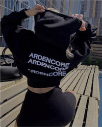 Harajuku Oversized Cropped Letter Print Zip-up Hoodie