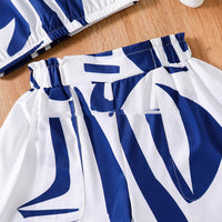 Printed Casual Zebra Print Short Sleeve Top Wide Leg Shorts Suit
