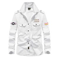 Solid Color Loose Long Sleeves Pocket Shirt