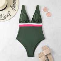 Stitched Backless Swimsuit Adjustable Size