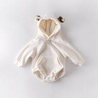 Baby Newborn Clothes Hooded Jumpsuit Plus Velvet Thickening