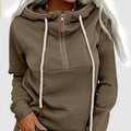 Front Middle Zipper Plus Velvet Hooded Sweater
