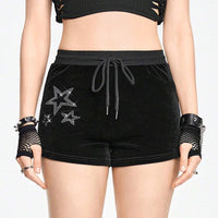 Women's Elastic High-Waist Loose Drawstring Velvet Shorts