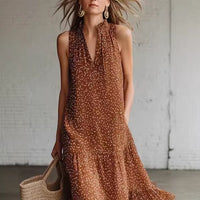 Women's Polka-Dot Sleeveless Dress