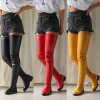 Plus-size Womens Over-the-knee Chunky-heeled Boots