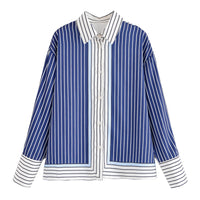 Patchwork Stripes Shirt Casual Pants