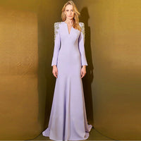 Heavy Industry Beads Diamond Front Slit Small Trailing Dress
