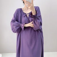 High-end Sleepwear Spring Autumn Round-neck Long Dress
