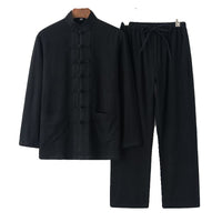 Cotton And Linen Tang Suit Vintage Loose Set