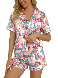 Digital-print Short-sleeve Top And Shorts Two-piece Set