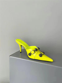 Women's Pointed Thin Heel Rivet High Heels Shoes