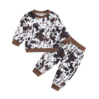 New Leopard Print Printed Long-sleeved Top Trousers Two-piece Set