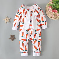Children's Spring And Autumn Cartoon Rabbit Ears Long Sleeve Printed Jumpsuit