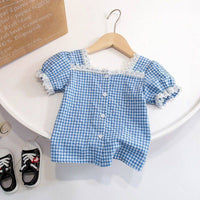 Girls' One-shoulder Puff Sleeve Top Korean Style