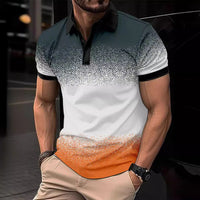 Men's Gradient Lapel Sports Polo Shirt Summer AliExpress