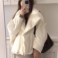 Large Lapel Cotton-padded Coat For Women