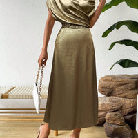 Womens New Amazon Solid-Colored Satin Dress