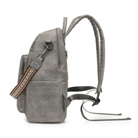 Large Capacity Pu Retro Contrast Color Backpack