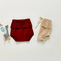 Girls' Ruffled Bread Knit Sweet Yarn Shorts