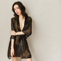 Women's Chiffon Long Sleeve Robe Nightdress Set