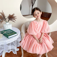 Western Style Princess Dress Children Bubble Sleeve