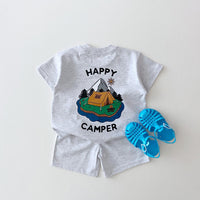 Children's Candy Color Cotton Casual T-shirt Short Suit