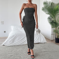 Elegant Strapless Tube Top Sheath Maxi Dress